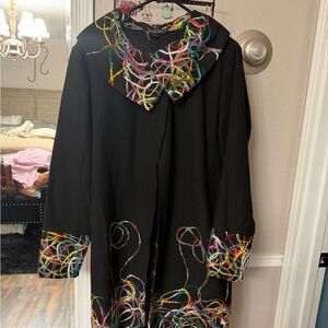 Multicolor Wool Embroidered Women's Trench Coat